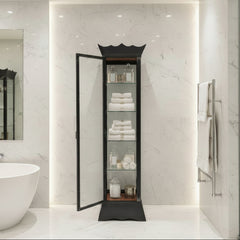 Curio Cabinet, Welded Steel & Glass, Crown Detail, sku: 033406