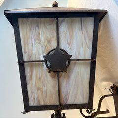 Custom Massive Exterior Lantern Sconces w/ Colored Glass & Lone Star Motif, Sku 033855