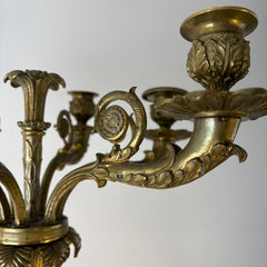 Candleholder, Antique, 6 Arm Tapered, Metal and Stone, Ornate, Sku: 033333