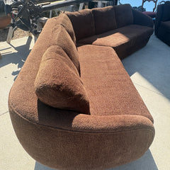 Thayer Coggin 3 Piece Chenille L Shaped Sectional Sofa, Brown, Sku 033633
