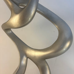 John Richard Resin Sculpture, Features Silver Tri-loop Design on Black Base, Sku 033797
