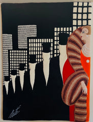 Original Tapestry by Erte, "Top Hats", Sku 033755