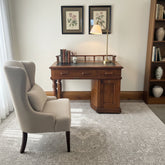 Wooton Rotary Oak Desk, Rotary Cabinet on Right Side, Gallery Rail Front Edge, Sku: 033527
