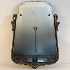 Antique Mirror Beveled Edges 3/4 Frame Fancy Shape Features Three Decorative and Supportive Fasteners, Sku 033803