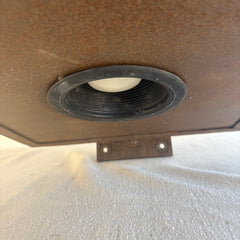 Custom Crafted Exterior Wall Sconce Lantern Style Steel and Mocha Swirl Stained Glass, Sku 034159