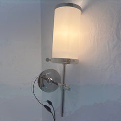 Thomas O' Brien Visual Comfort Bryant Bath Sconce in Polished Nickel & White Glass, Sku 034064