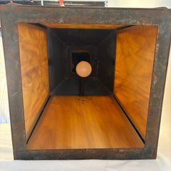 Custom Exterior Lantern Sconce w/ Colored Glass & Twisted Metal Detail, Sku 033858
