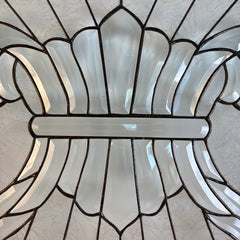 Handcrafted Art Glass Window in Oak Frame by John May, Sku 033904