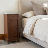 Antique Side Table Cabinet with White Marble Top, Sku: 033491