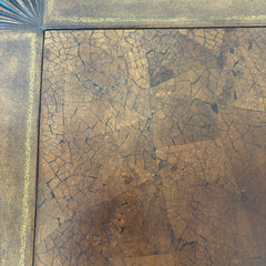 Side Table, Leather Top, Patina Nail Head Detail, Barley Twist Stretcher Base, Sku: 033432