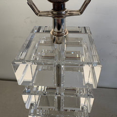 Pair of RH Table Lamps Stacked Crystal Squares with Nickel Hardware, Sku 034118