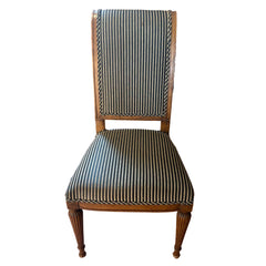 Set of 6 Dining Chairs, Wood, Striped Upholstery, Sku: 033389