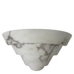Alabaster Art Deco Style Sconce Light in White with Dark Streaks, Sku: 033074