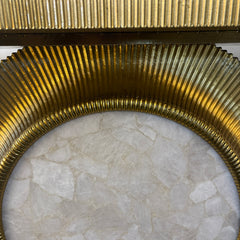 Global Views Console Table Quartz Insert, Wrapped and Fluted Metal, Brass Like Finish, Sku: 033623