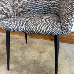 Pair of Herringbone Pattern Slate Blue/Ivory Occasional Arm Chairs, Sku 033783