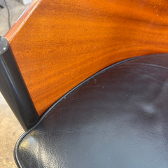 Aleph Mahogany & Leather 80's Bucket Chairs by Philippe Stark, Sku 033927