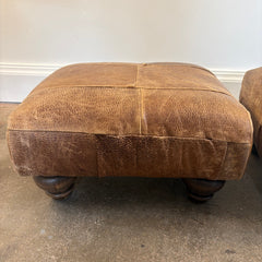 Unique Patchwork Leather Ottoman, Sku 033847