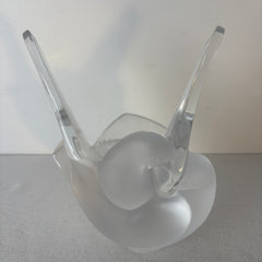 Lalique Crystal Made in France Signed on the Bottom Pair of Doves with Floral Frog Insert, Sku 033305