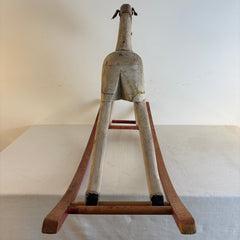Antique Rocking Horse w/ Leather Ears & Glass Eyes, Sku 033895