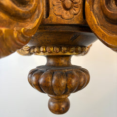 6 Arm Chandelier Wood Hand Carved, Not Including Chain, Sku 033362