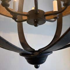 Pendant Light, 6 Candle Lights, Rustic Wood and Metal Globe, Sku 033761