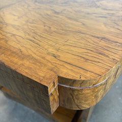 1920's Art Deco Book Matched Burl Maple Entry Table, Sku 033714