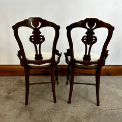 Pair of Parlor Chairs, Accent Chairs, Vintage, Ivory, Brown