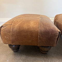Unique Patchwork Leather Ottoman, Sku 033847