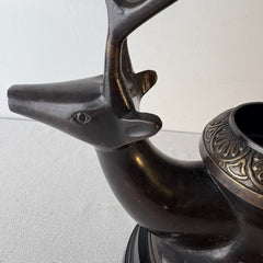 Metal Double Stag Candle Holder Dark Bronze Finish, Sku 033323