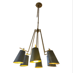 Currey & Co. Jean Louis 6 Arm, Black & Gold Chandelier, Sku: 033536