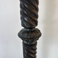 Maitland Smith Torchiere Floor Lamp, Marble Base, Metal Column, Faux Mosaic Tile Globe, SKU: 033099