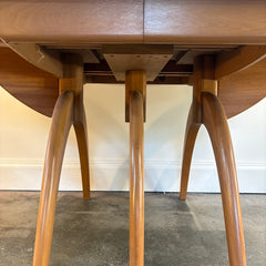 Heywood Wakefield Drop Leaf Birch Dining Table w/ 2 Side Chairs & 2 Leaves Champagne Finish, Sku 033924