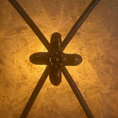 Pendant Light Hexagonal Metal Structure Amber Glass Bronze Finish Gold Accents, Sku 034156