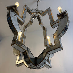 Visual Comfort Lido Medium Chandelier Antique Mirror and Antique Brass 4 Candlestick Lights, Sku 033947