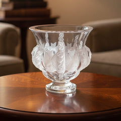 Lalique Dampierre Crystal Vase Bird and Laurel Wreath Motif, Sku 033828