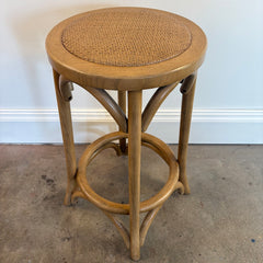 Set of 6 Total Chairs, 4 Bent Wood Cross Back Counter Stools & 2 Round Top Stools, Sku 033850