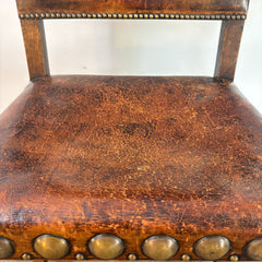 Set Eight of Oak & Leather Dining Chairs, Rustic, Sku: 033087