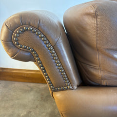 Bradington Young Putty Leather Armchair w/ Nailhead Detail, Sku 033673