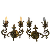 Pair of Double Arm Brass Rococo Style Wall Sconces, Sku 033493