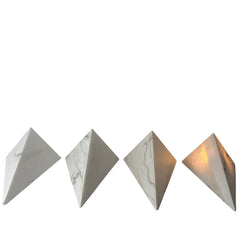 Art Deco Style Diamond Shape Alabaster Wall Sconce, Off White, Sku: 033073