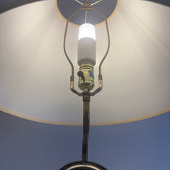Nautical Inspired Table Lamp with Anchor & Meter w/ Wooden Base, Pleated Ivory Shade Included, Sku 033916