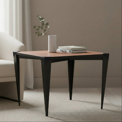 Square Steel Table with Wood Top, Industrial Style, Sku: 033025