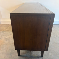 United Furniture Triple Dresser Walnut Finish Faceted Design Detail, Sku 033877