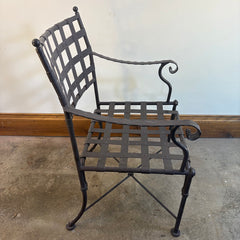 Metal Arm Chair with Grid Design Bronze Finish, Sku 033810