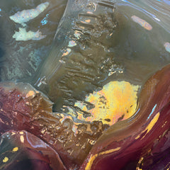 Porcelain Wall Sculpture by Artist Jutta Golas Featuring Iridescent Plum, Gold, Cream Colors, Sku 033583