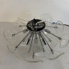 ET2 Fiori 8-Light Flush Mount FIxture Chrome Base w/ Glass Trumpet Shaped Florets, Sku 033992