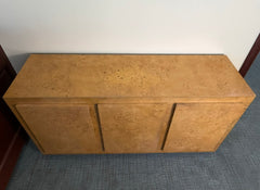 Fine Arts Furniture Co. Burled Wood Credenza, 3 Monolithic Doors, Drawers, Open Storage, Sku 034057