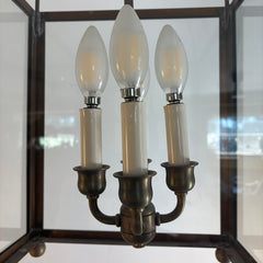4-Light Exterior Antique Brass Lantern Style Pendant, Sku 033747