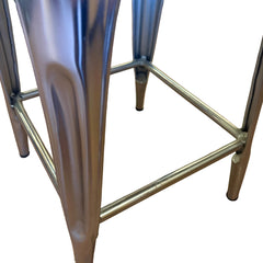 Restoration Hardware "Remy" Industrial Style Polished Stainless Steel Counter Stools, Set of 4, Sku: 033656