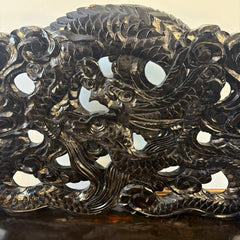 Vintage Japanese Carved Wood and Lacquer Finish Settee, Hand Painted Dragon Motif, Meiji Period, Sku 033518